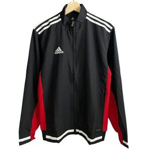 Adidas Mens Soccer Track Jacket Black Red Football Sportswear College